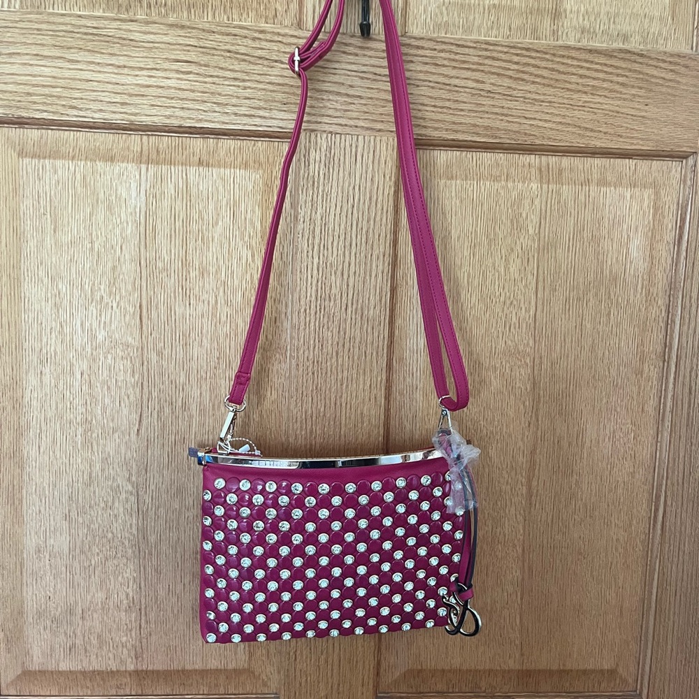 Amy & Joey pink bling studded crossbody bag